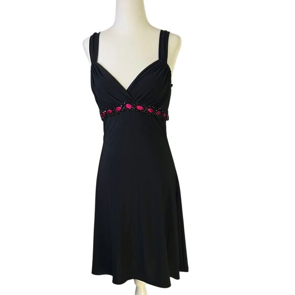 Dress Barn Dresses & Skirts - Women’s vintage 90s fit and and flare dress black strappy stretchy size sm